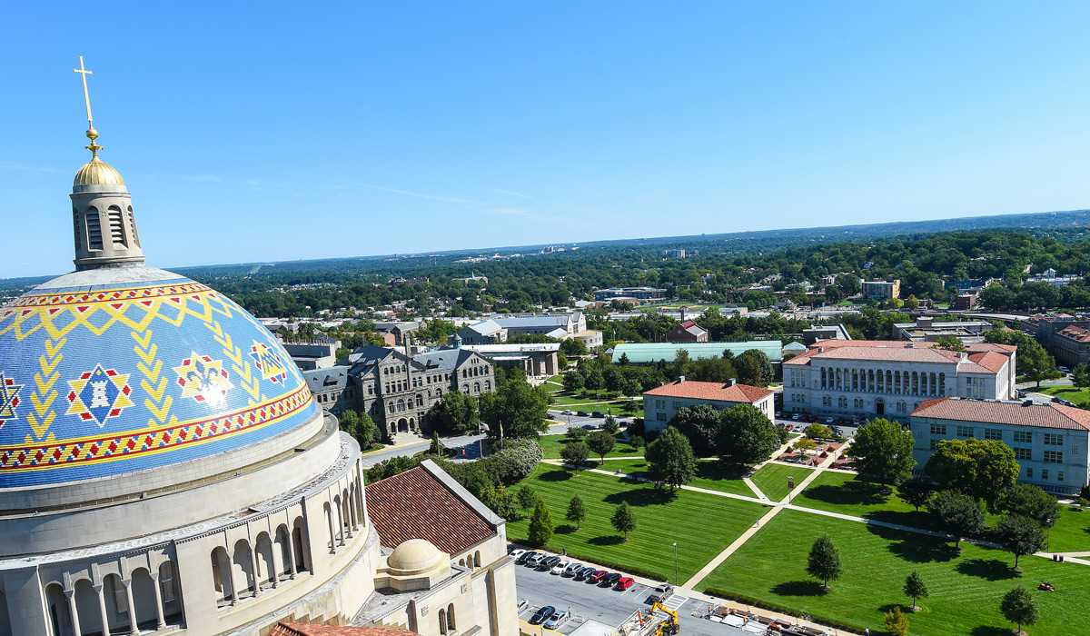 Image of campus from bell tower of Basilica