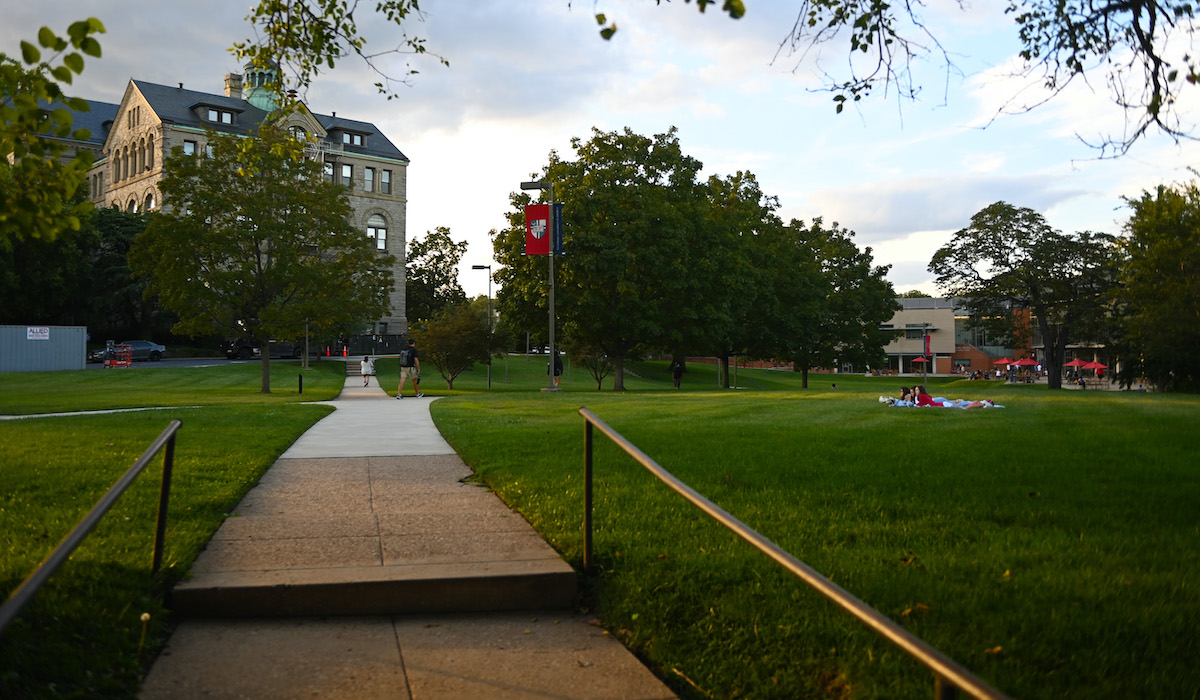 trees and lawn on campus