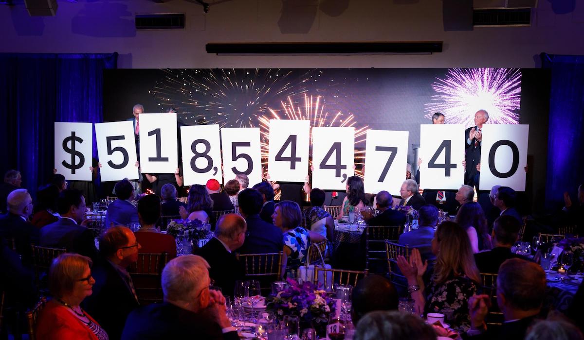 Total amount raised is revealed at a Light the Way campaign dinner