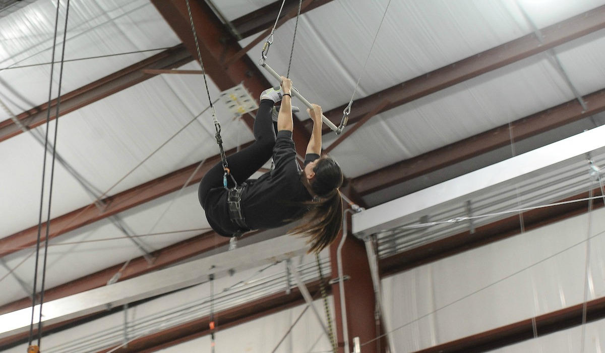 Cardinal Adventures visits trapeze school