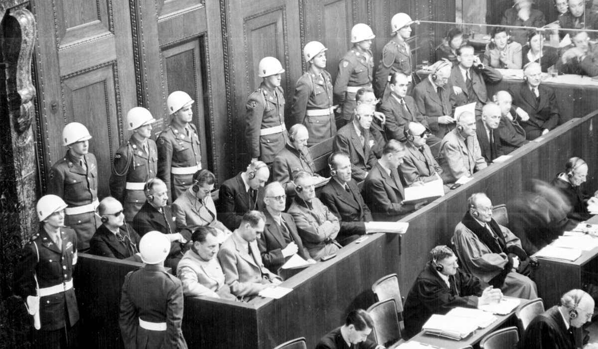 People at one of the original Nuremberg Trials