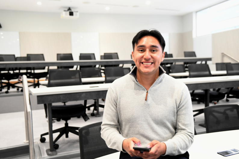 Luis Garcia Abundis in a classroom