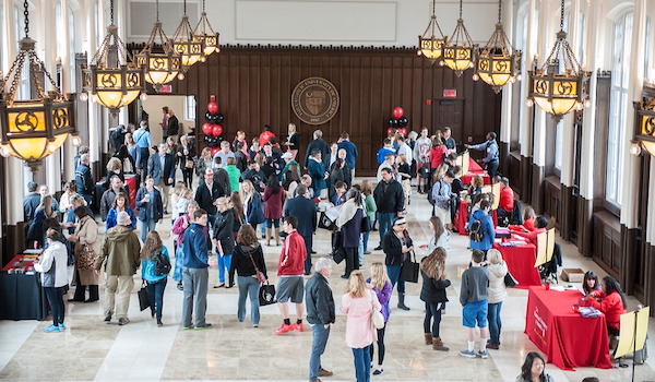 Students and parents in heritage hall